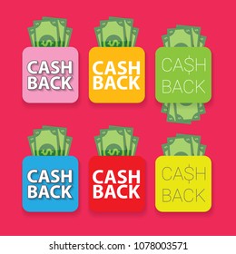 vector cash back icon isolated on pink background. cashback or money refund label