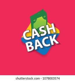vector cash back icon isolated on pink background. cashback or money refund label