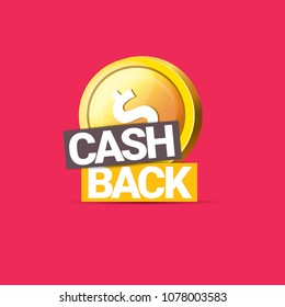 vector cash back icon isolated on pink background. cashback or money refund label