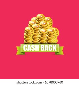 vector cash back icon isolated on pink background. cashback or money refund label