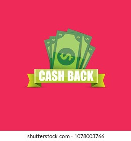 vector cash back icon isolated on pink background. cashback or money refund label