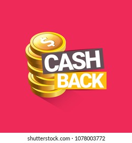 vector cash back icon isolated on pink background. cashback or money refund label