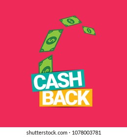 vector cash back icon isolated on pink background. cashback or money refund label