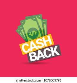 vector cash back icon isolated on pink background. cashback or money refund label