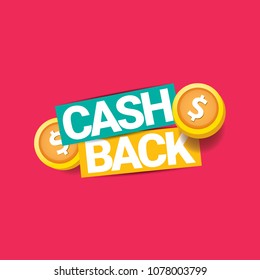 vector cash back icon isolated on pink background. cashback or money refund label