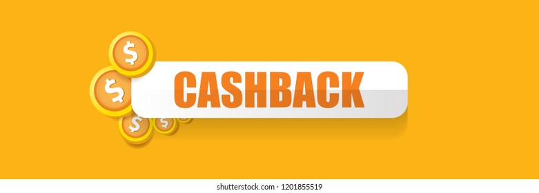 vector cash back icon isolated on orange background. cashback or money refund horizontal banner