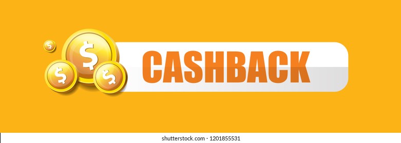 vector cash back icon isolated on orange background. cashback or money refund horizontal banner