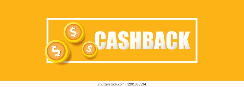 vector cash back icon isolated on orange background. cashback or money refund horizontal banner