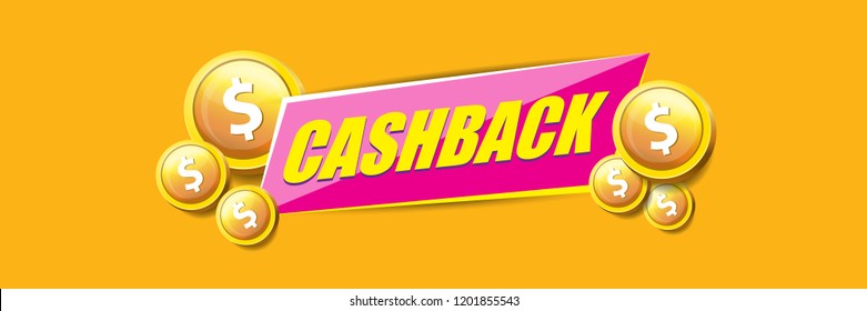 vector cash back icon isolated on orange background. cashback or money refund horizontal banner