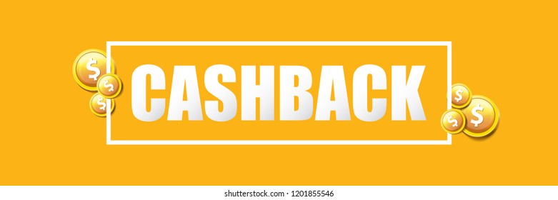 vector cash back icon isolated on orange background. cashback or money refund horizontal banner