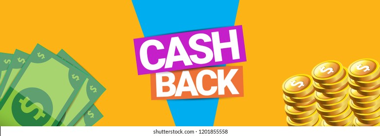 vector cash back icon isolated on orange background. cashback or money refund horizontal banner