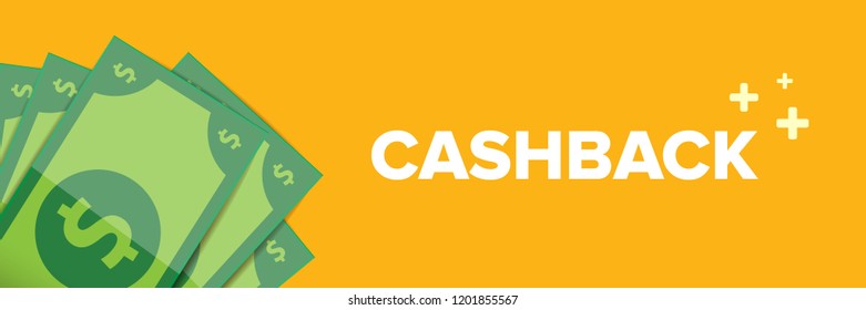 vector cash back icon isolated on orange background. cashback or money refund horizontal banner