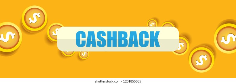 vector cash back icon isolated on orange background. cashback or money refund horizontal banner