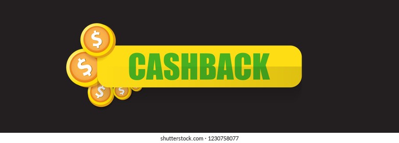 vector cash back icon isolated on black background. cashback or money refund horizontal banner
