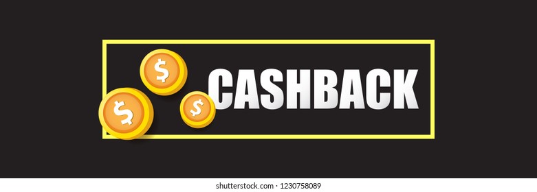 vector cash back icon isolated on black background. cashback or money refund horizontal banner