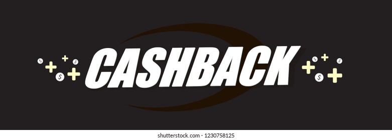 vector cash back icon isolated on black background. cashback or money refund horizontal banner