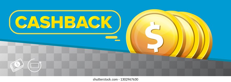 vector cash back icon isolated on transparent background. cashback or money refund horizontal banner 