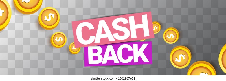 vector cash back icon isolated on transparent background. cashback or money refund horizontal banner 