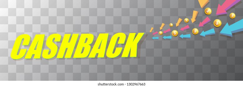 vector cash back icon isolated on transparent background. cashback or money refund horizontal banner 