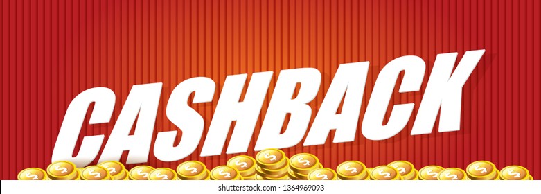 vector cash back icon isolated on red background. cashback or money refund horizontal banner 