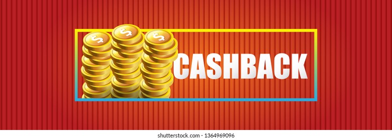 vector cash back icon isolated on red background. cashback or money refund horizontal banner 