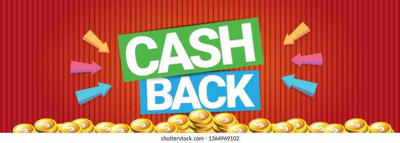 vector cash back icon isolated on red background. cashback or money refund horizontal banner 