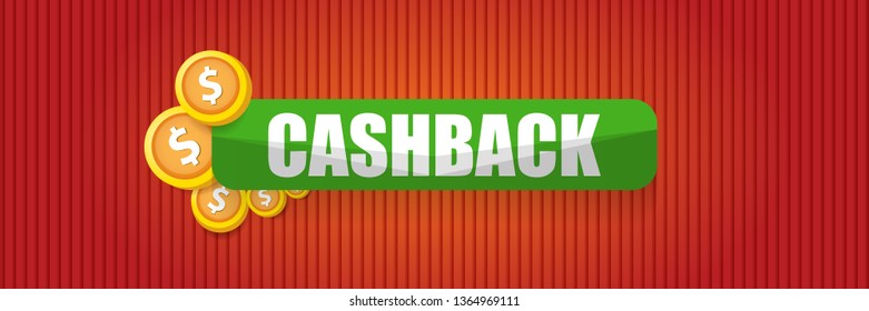 vector cash back icon isolated on red background. cashback or money refund horizontal banner 