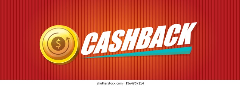 vector cash back icon isolated on red background. cashback or money refund horizontal banner 