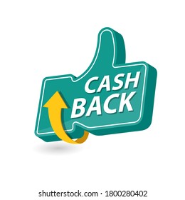 vector cash back icon isolated on white background. cashback or money refund label