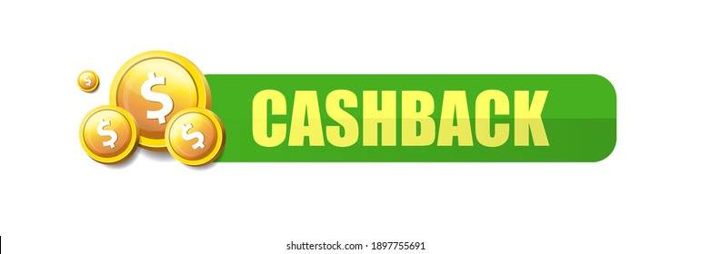 vector cash back icon isolated on white background. cashback or money refund horizontal banner with money