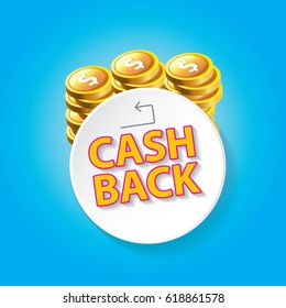 vector cash back icon isolated on blue background. cashback or money refund label