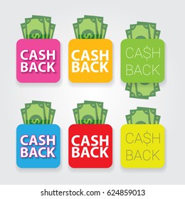 vector cash back icon isolated on blue background. cashback or money refund label
