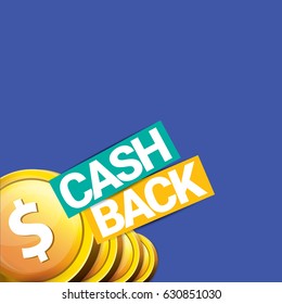 vector cash back icon isolated on blue background. cashback or money refund label