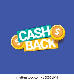 vector cash back icon isolated on blue background. cashback or money refund label