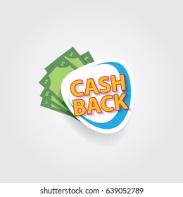 vector cash back icon isolated on blue background. cashback or money refund label