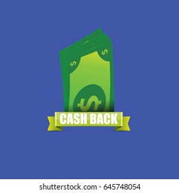 vector cash back icon isolated on blue background. cashback or money refund label