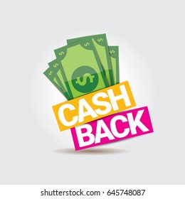 vector cash back icon isolated on grey background. cashback or money refund label
