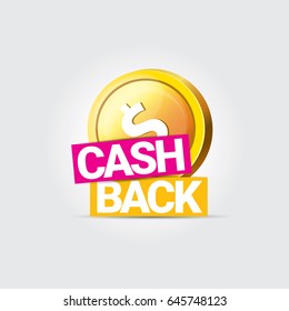 vector cash back icon isolated on grey background. cashback or money refund label