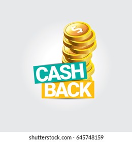 vector cash back icon isolated on grey background. cashback or money refund label