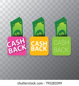 vector cash back icon isolated on transparent background. cashback or money refund label