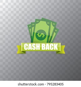 vector cash back icon isolated on transparent background. cashback or money refund label