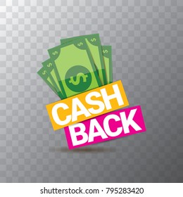 vector cash back icon isolated on transparent background. cashback or money refund label