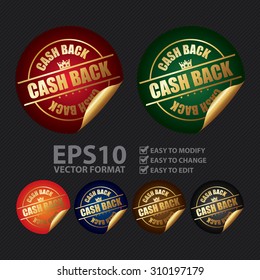 Vector : Cash Back Infographics Peeling Sticker, Label, Icon, Sign or Badge