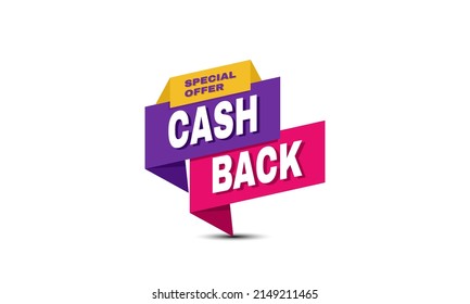 vector Cash back, banner de oferta especial.ilustración aislado en fondo blanco.