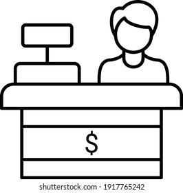 Vector Cash Counter Outline Icon Design
