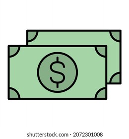 Vector Cash Filled Outline Icon Design
