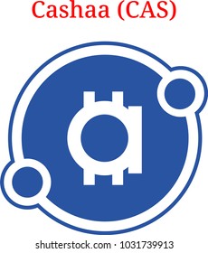 Vector Cashaa (CAS) digital cryptocurrency logo. Cashaa (CAS) icon. Vector illustration isolated on white background.