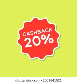 Vector Cashback 20% Flat Design Label