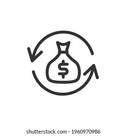 Vector cashback line icon. Symbol in trendy outline style. Vector illustration isolated on a white background. 