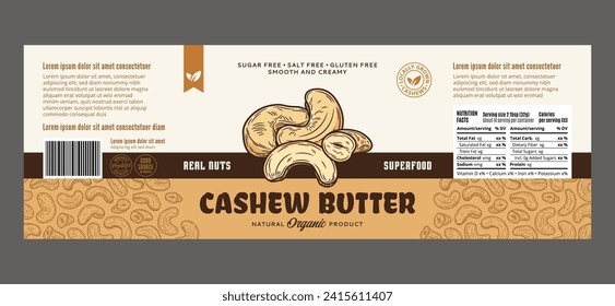 Vector cashew butter label, packaging or branding design template